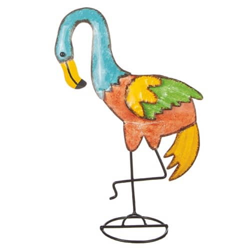 Plåtfågel - Flamingo i turkos och rosa