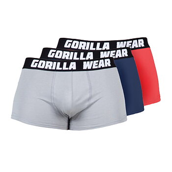 Gorilla Wear Boxershorts 3-pack, grey/navy/red