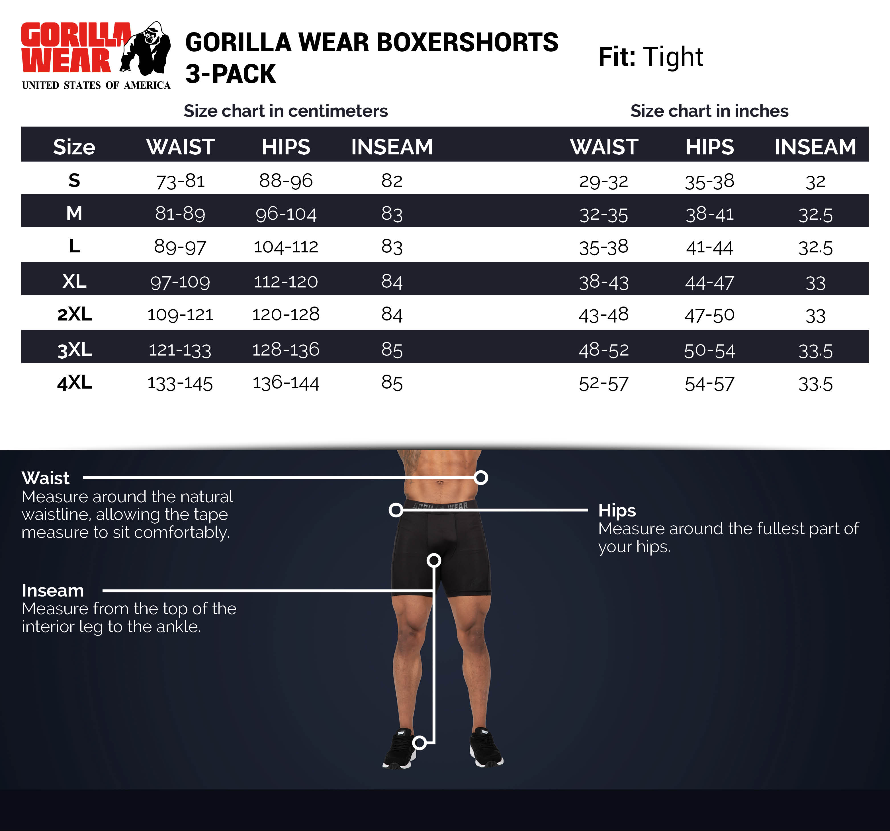 Gorilla Wear Boxershorts 3-pack, grey/navy/red - 3