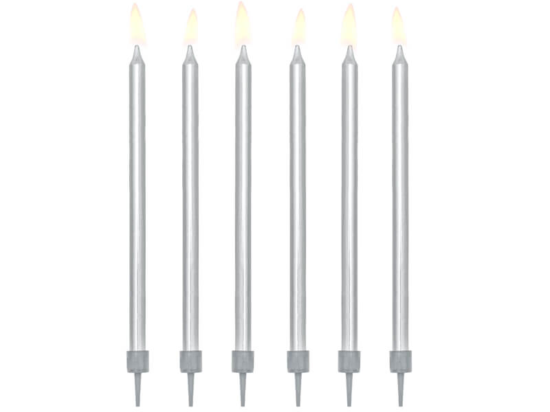 Tårtljus höga | 6-pack | Silver
