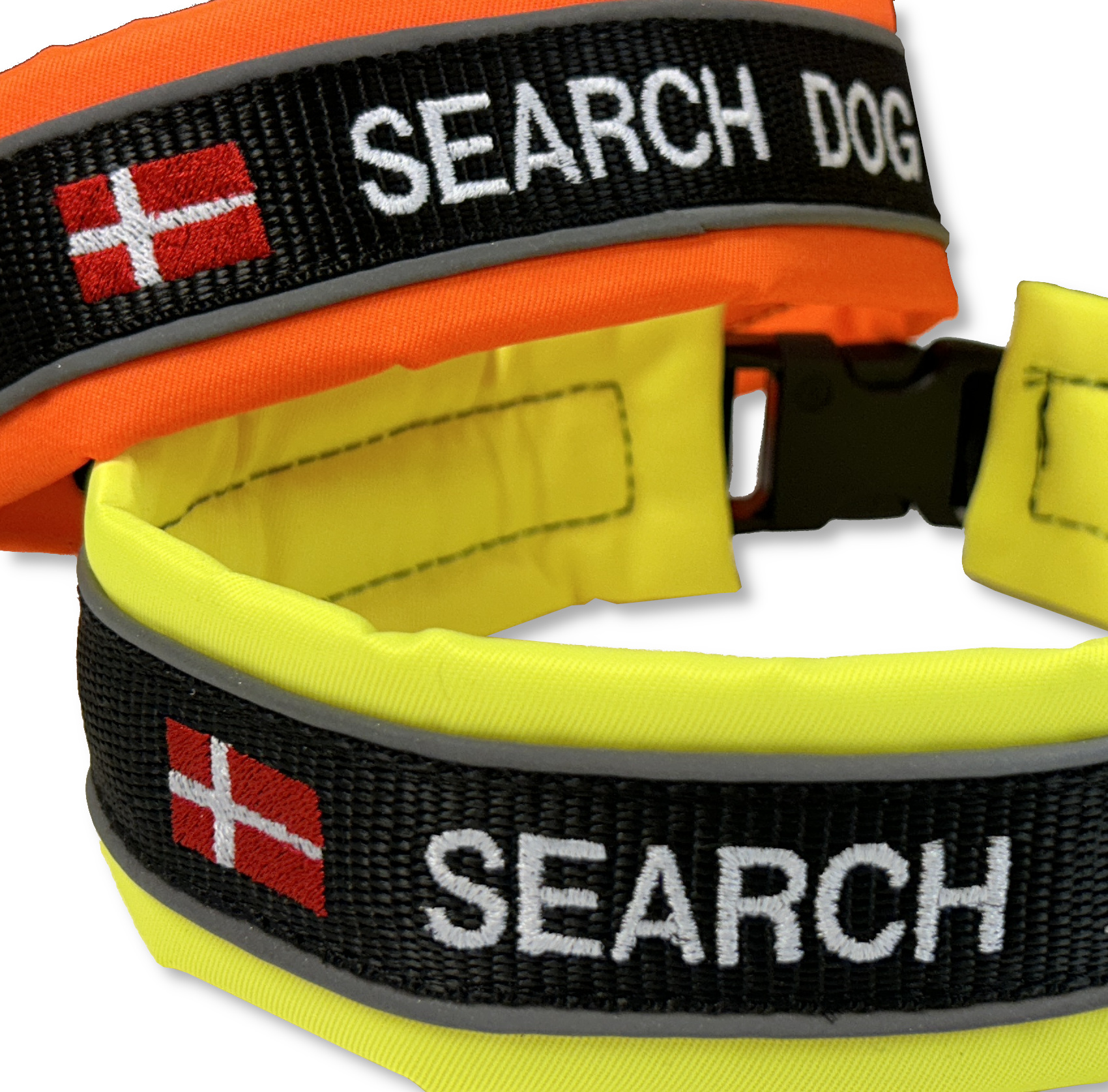 Broderat halsband med reflexpasspoal och tygfoder