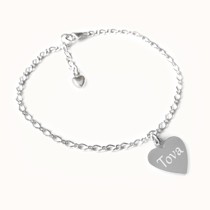 Herz, Kinderarmband mit Gravur - Silber