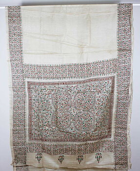 Handbroderad Naturvit Sari 