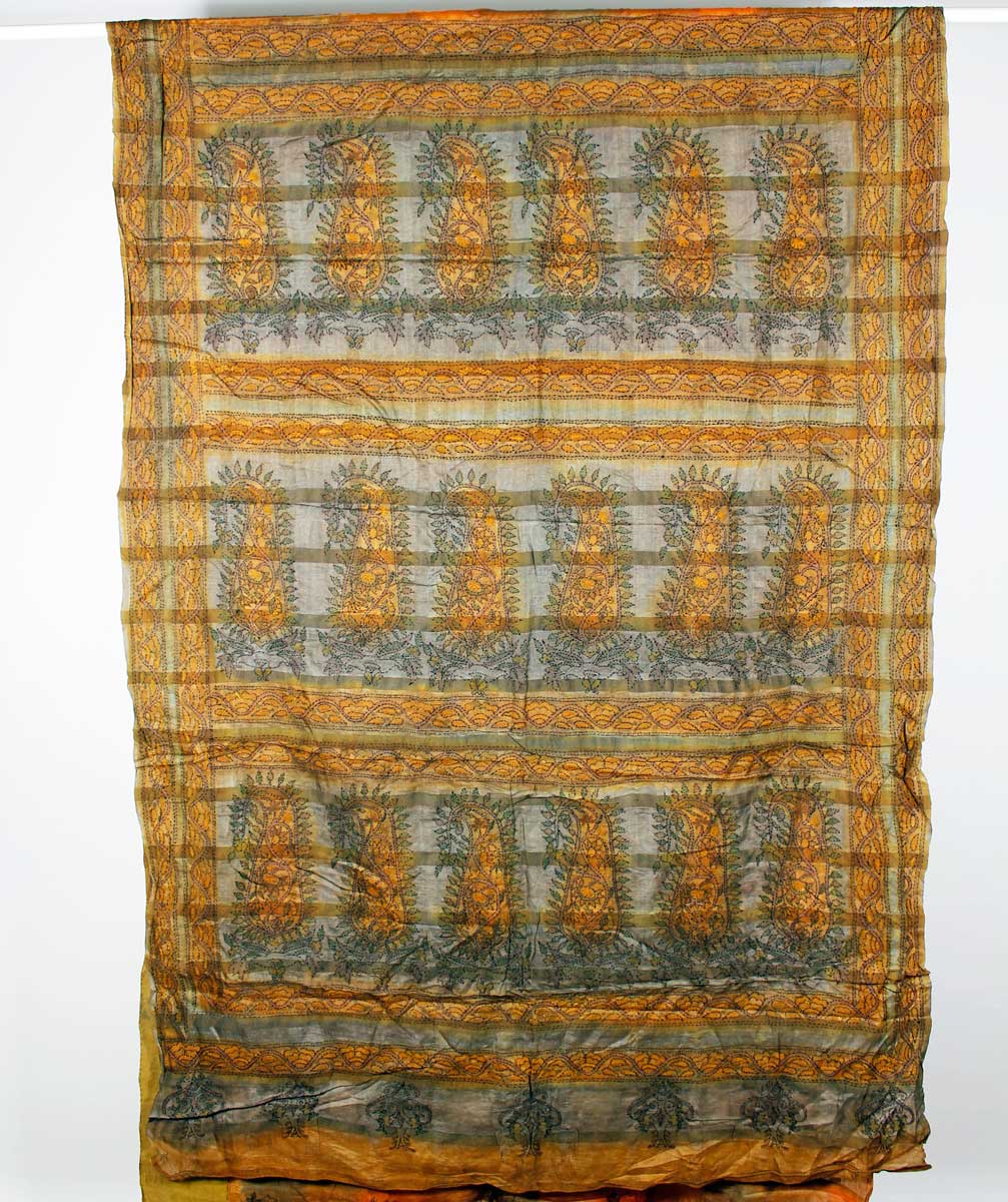 Handbroderad Rost-Grå Sari  - 2