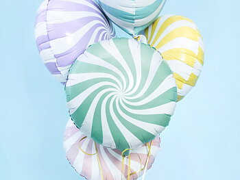 Folieballong godis | 35 cm | Rund swirl | Mint