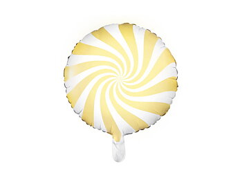 Folieballong godis | 35 cm | Rund swirl | Ljusgul