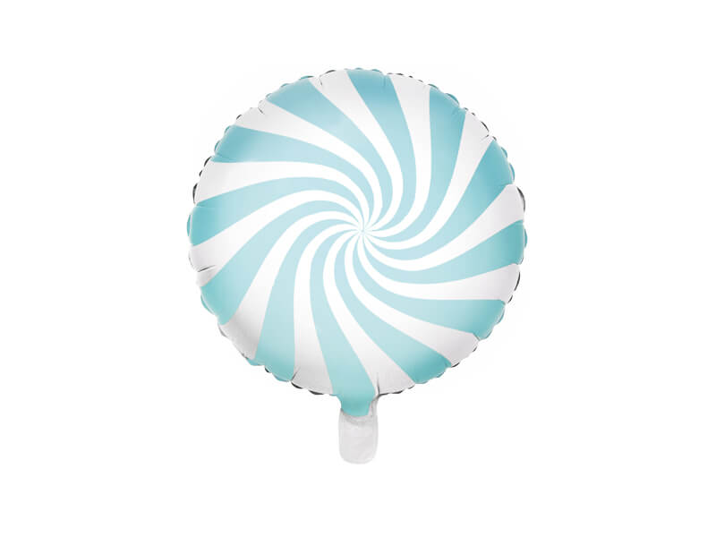 Folieballong godis | 35 cm | Rund swirl | Ljusblå