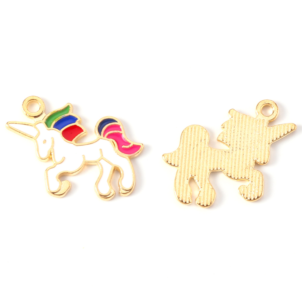 Charm Enameld unicorn / Horse, rainbow