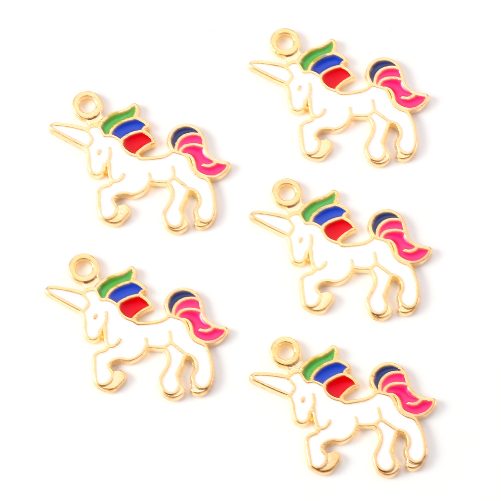 Charm Enameld unicorn / Horse, rainbow - 2