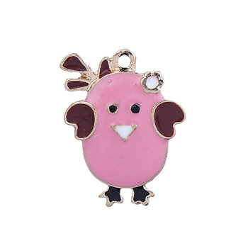 Charm   enamel chicken, Pink