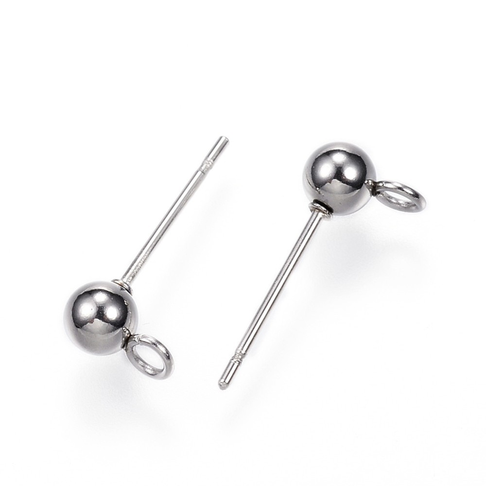 Stainless Steel Ear Post Stud Earrings, 15mm, 1 pair - 2