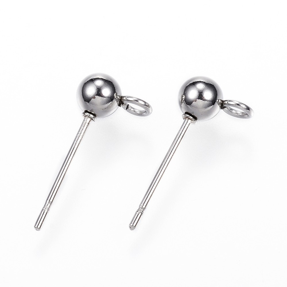 Stainless Steel Ear Post Stud Earrings, 15mm, 1 pair