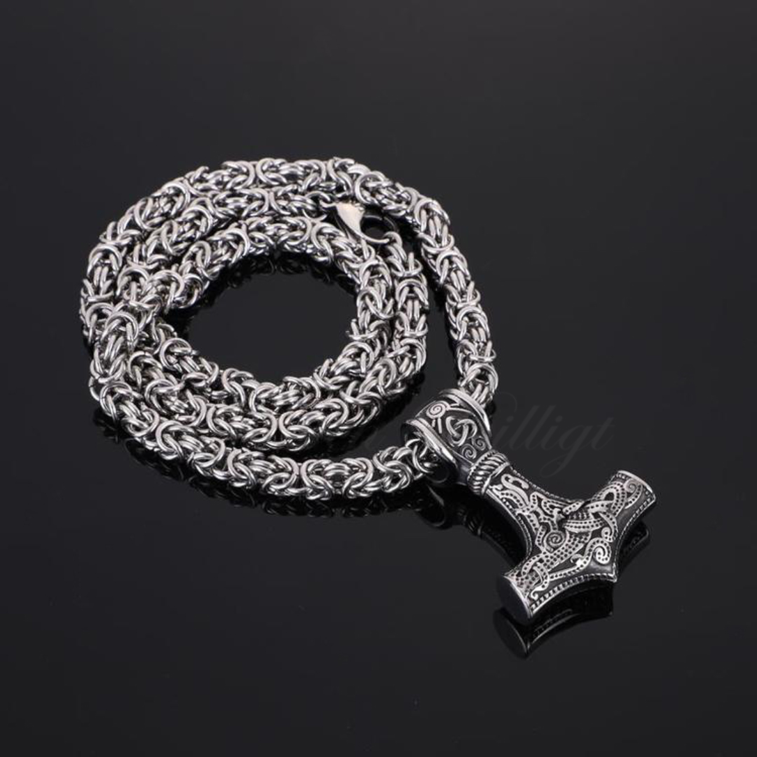 Necklace Giant Thor King Steel - Thor's Hammer King's Link Silver - 3