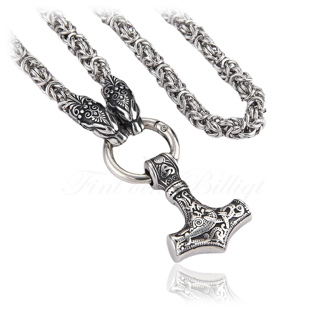 King chain Viking necklace with silver Thor’s Hammer