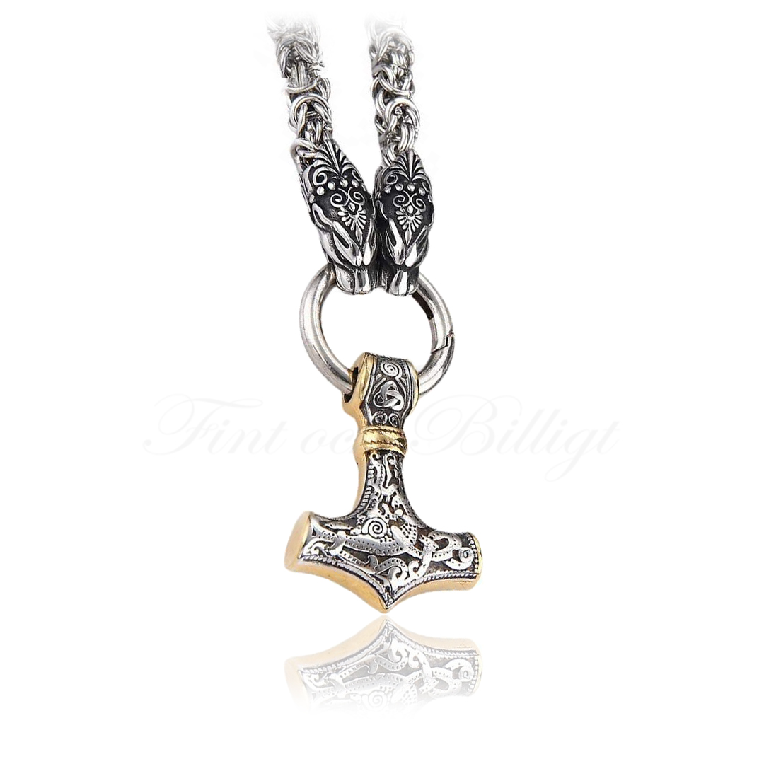 Thor’s Hammer Viking necklace silver and gold two tone