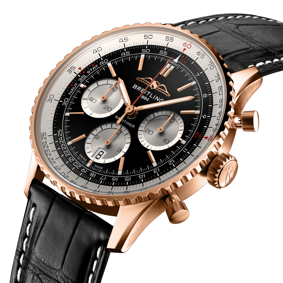 Breitling RB0138211B1P1 Breitling Navitimer B01 Chronograph 43 18 k roséguld profil