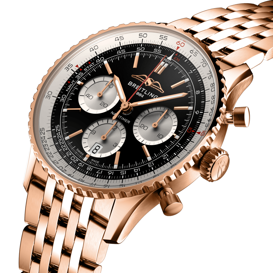 Breitling RB0138211B1R1 Breitling Navitimer B01 Chronograph 43 18 k roséguld profil
