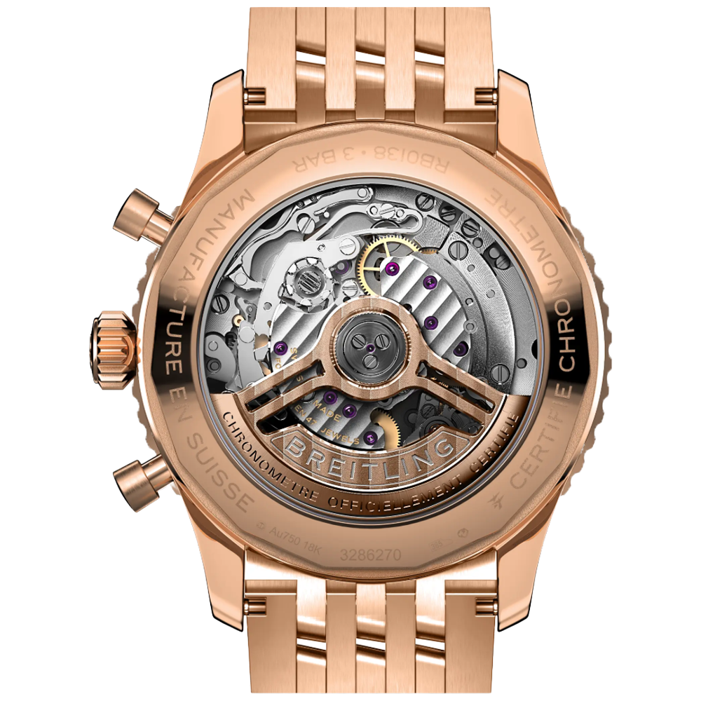 Breitling RB0138211B1R1 Breitling Navitimer B01 Chronograph 43 18 k roséguld sida