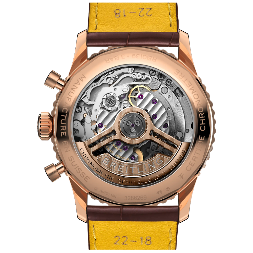 Breitling RB0139211G1P1 Navitimer B01 Chronograph 41, 18k rött guld baksida