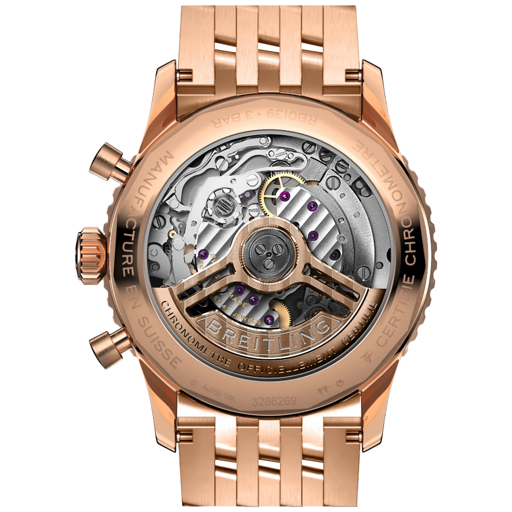 Breitling RB0139211G1R1 Breitling Navitimer B01 Chronograph 41 18 k roséguld baksida