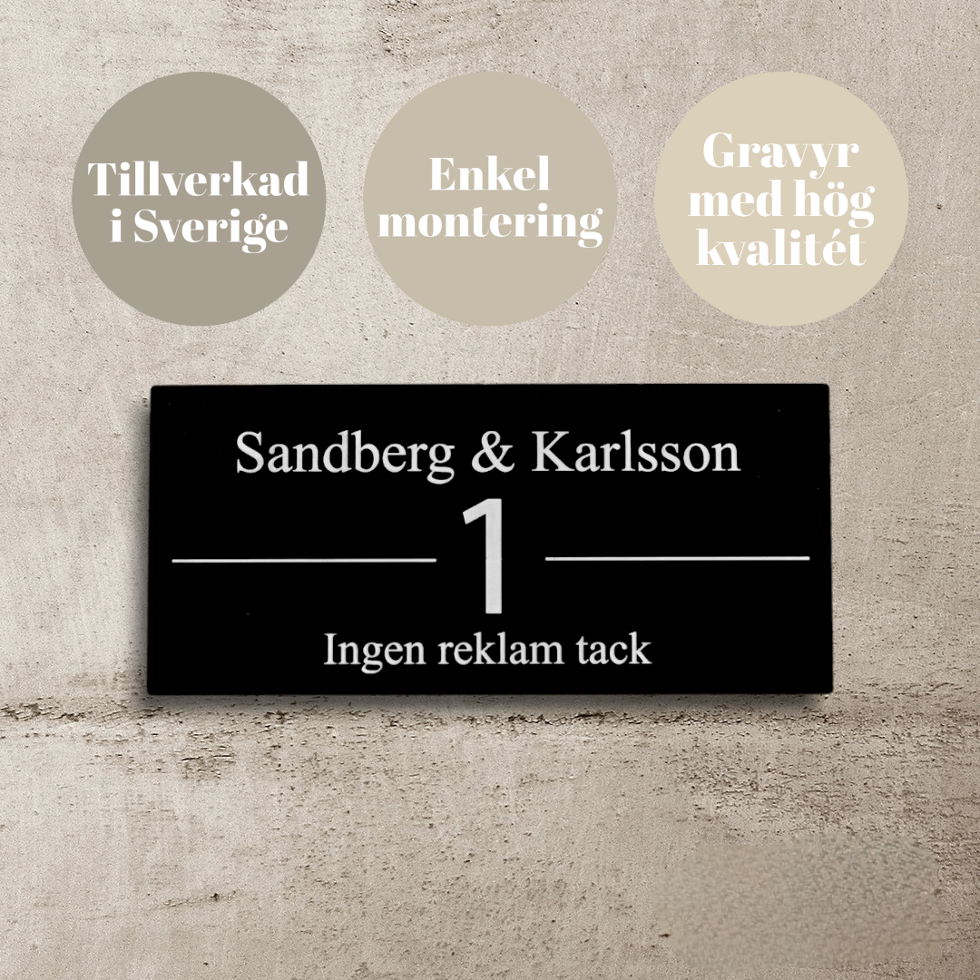 Namnskylt & Nummer Ingen reklam tack  Personlig Gravyr