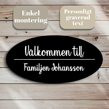Dörrskylt med namn Kursiv  Personlig Gravyr