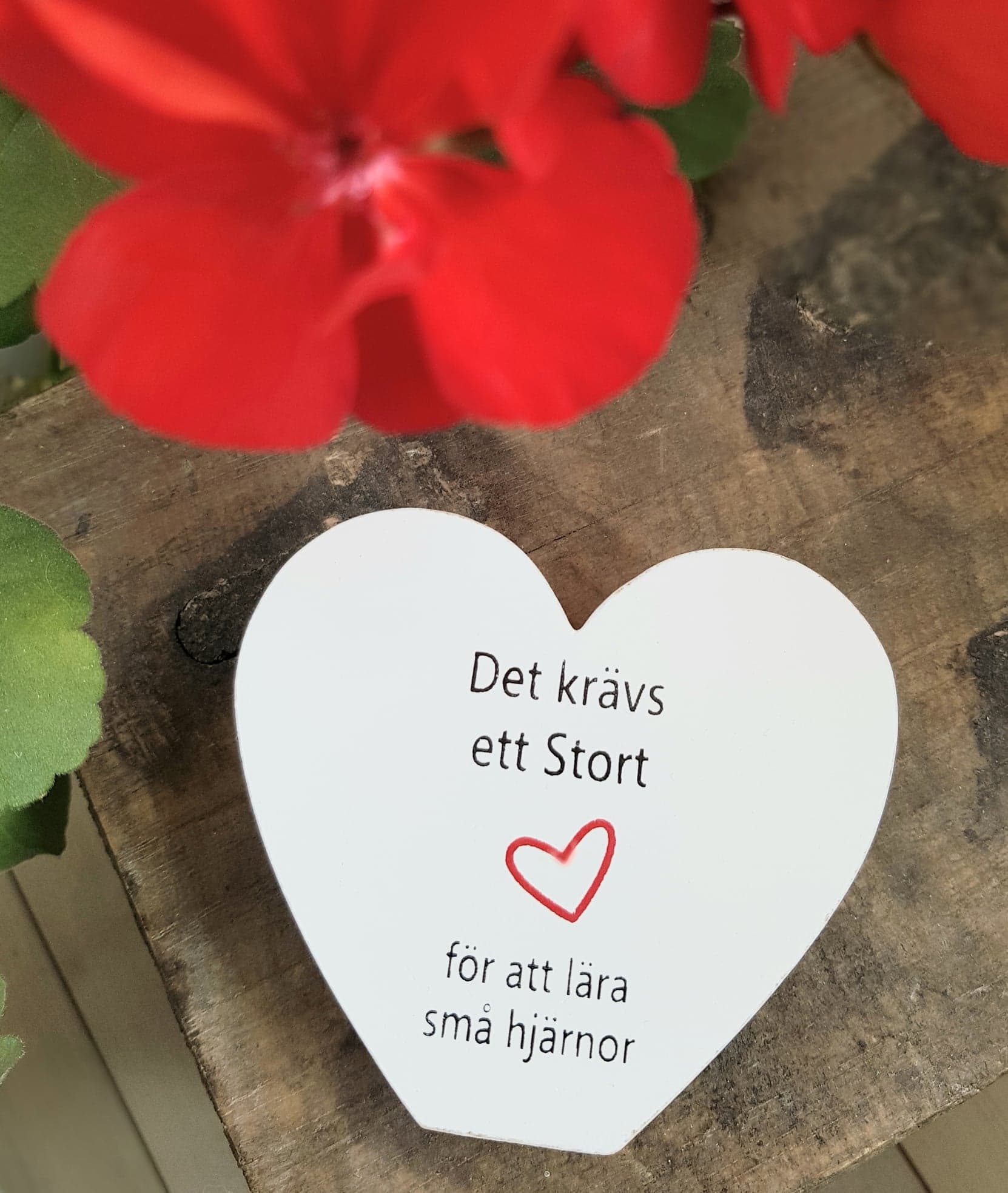 Stående hjärta med text