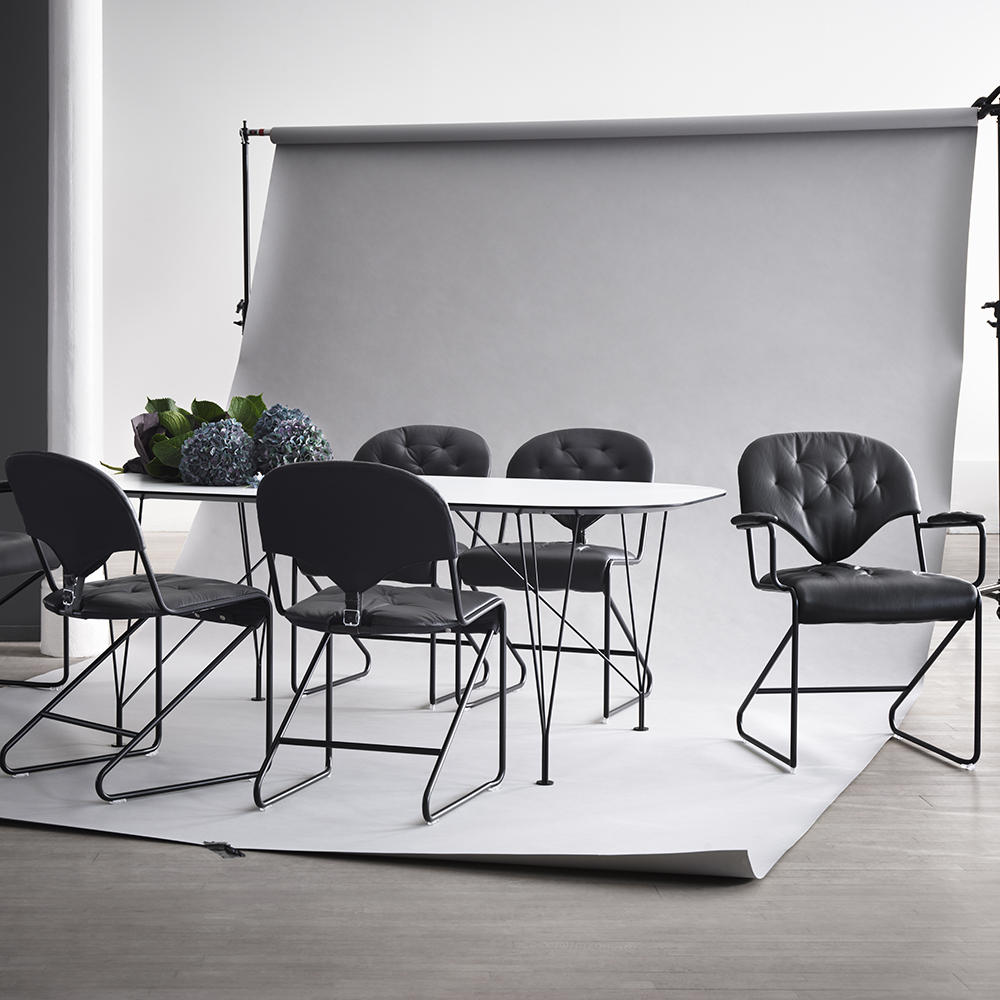 Sam Armchair - (Chrome stand/Black Classic Leather) - in stock  - DUX  - 4