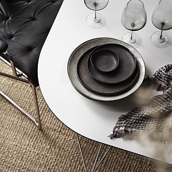 Sam Armchair - (Chrome stand/Black Classic Leather) - in stock  - DUX 