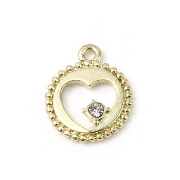 Berlock -  Hjärta, Guld m rhinestone
