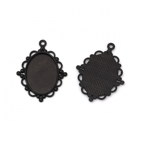 Cabochonhållare/ fäste-  Oval Svart 25x18mm