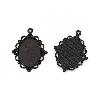 Cabochonhållare/ fäste-  Oval Svart 25x18mm
