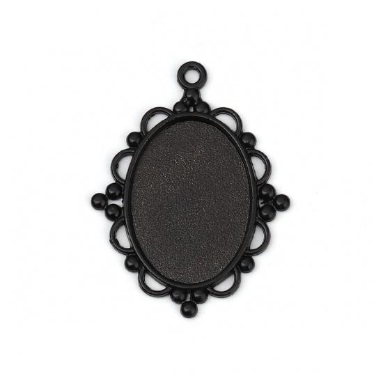 Cabochonhållare/ fäste-  Oval Svart 25x18mm - 2