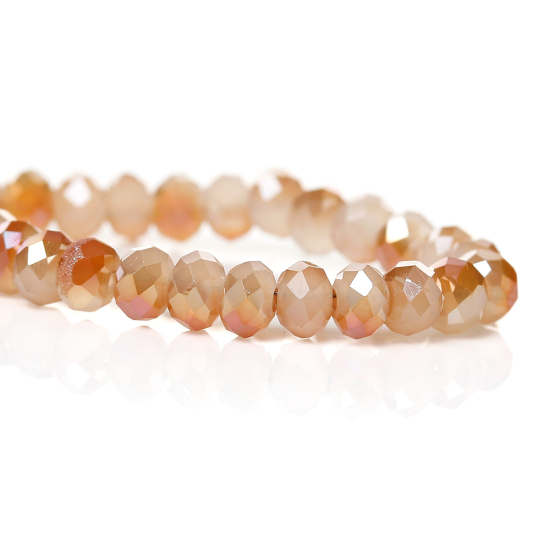 Facetterad , 4mm,  Champagne / Vit