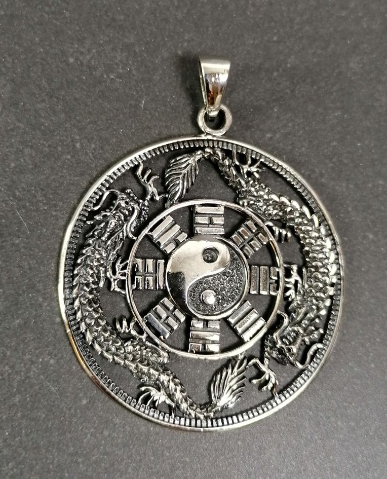 Yin Yang hänge i Silver med 2 Drake