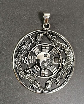 Yin Yang hänge i Silver med 2 Drake