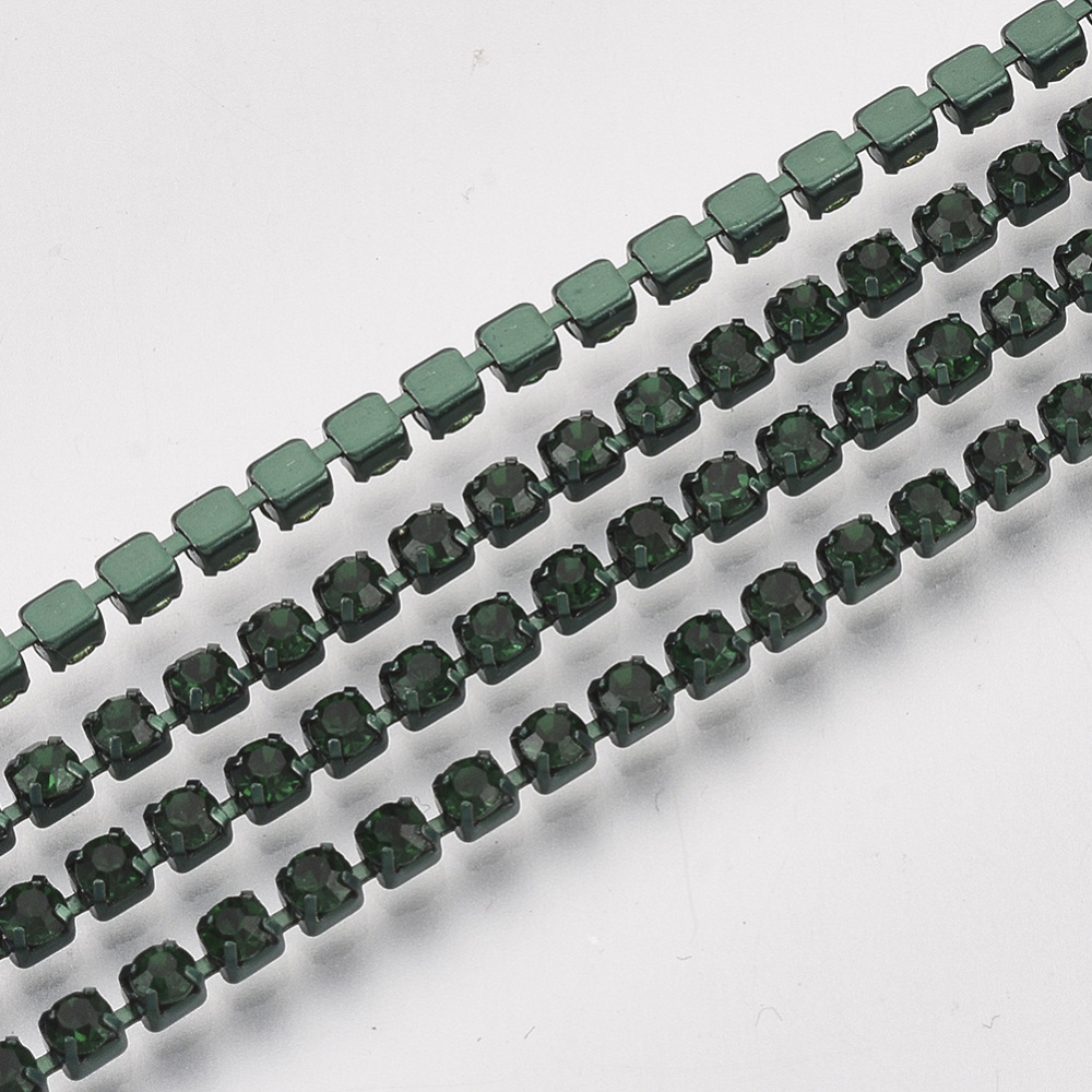 Rhinestone ChainElektrofores Green  2mm