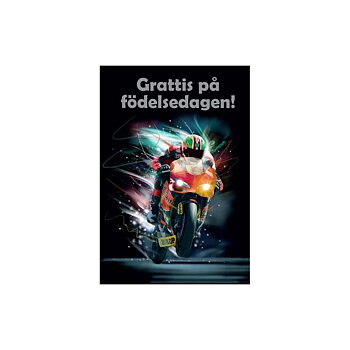 Dubbelt Barnkort Motorcykel, Grattis på Födelsedagen - Spader