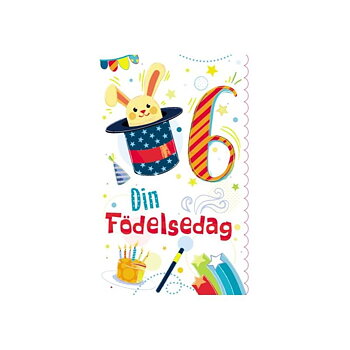 Gratulationskort 6 år Trollerihatt - Spader