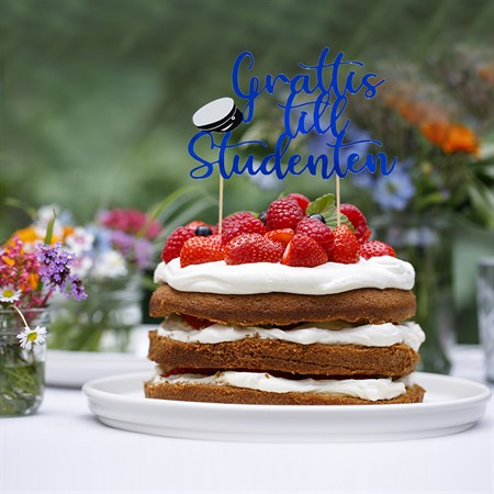 Cake topper Grattis till studenten Blå