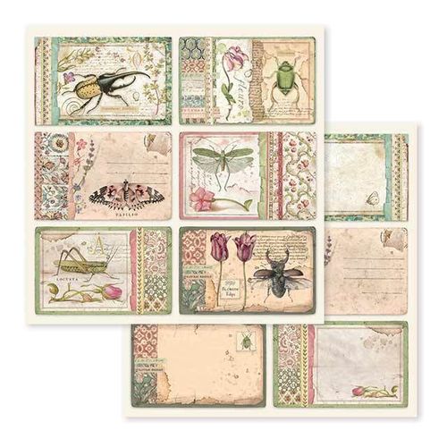 Stamperia  SBB590 Paper Sheet Set Cards Spring Botanic 