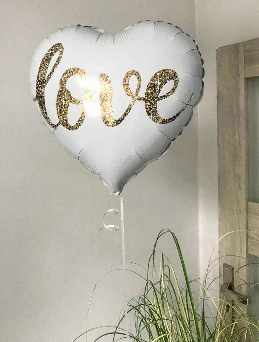 Folieballong | 4 cm |  Vitt hjärta "love"  - 1