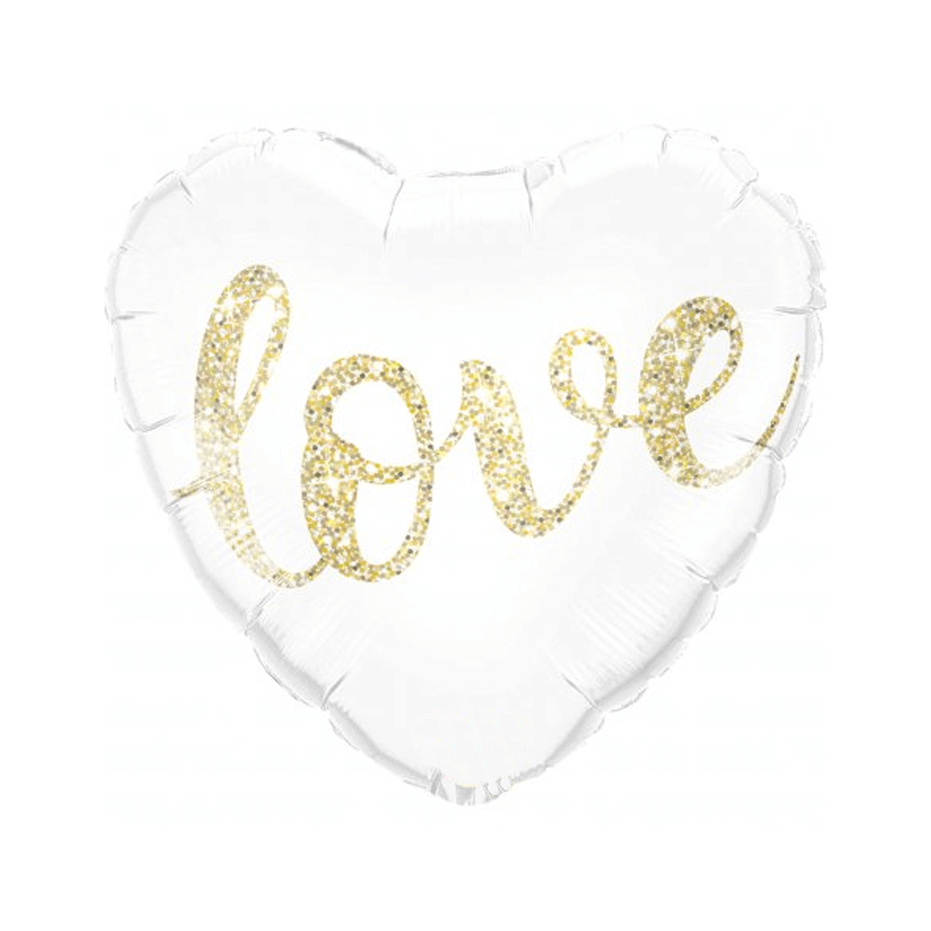 Folieballong | 4 cm |  Vitt hjärta "love" 