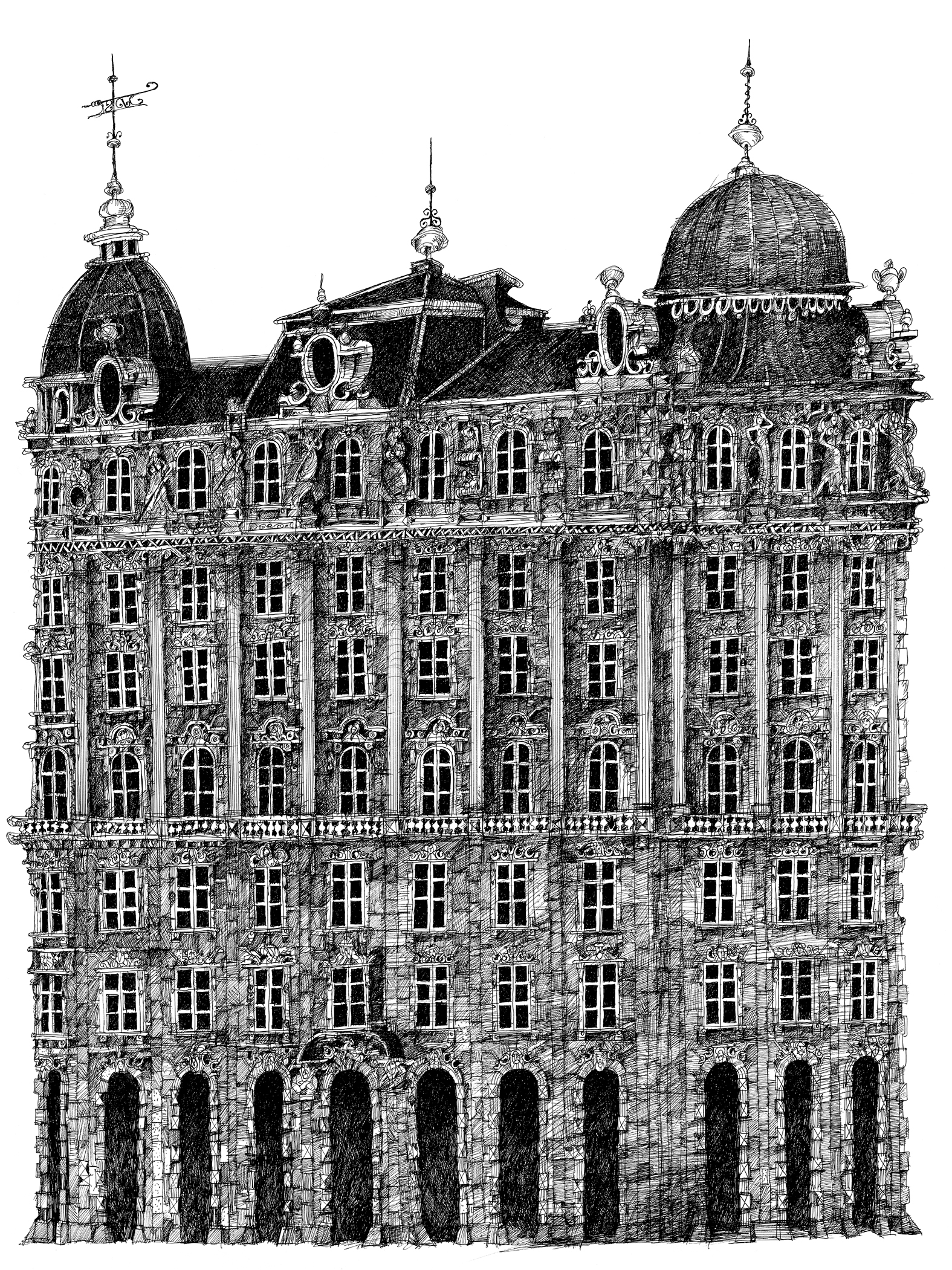 Konsttryck Der Ziererhof in Wien 1885