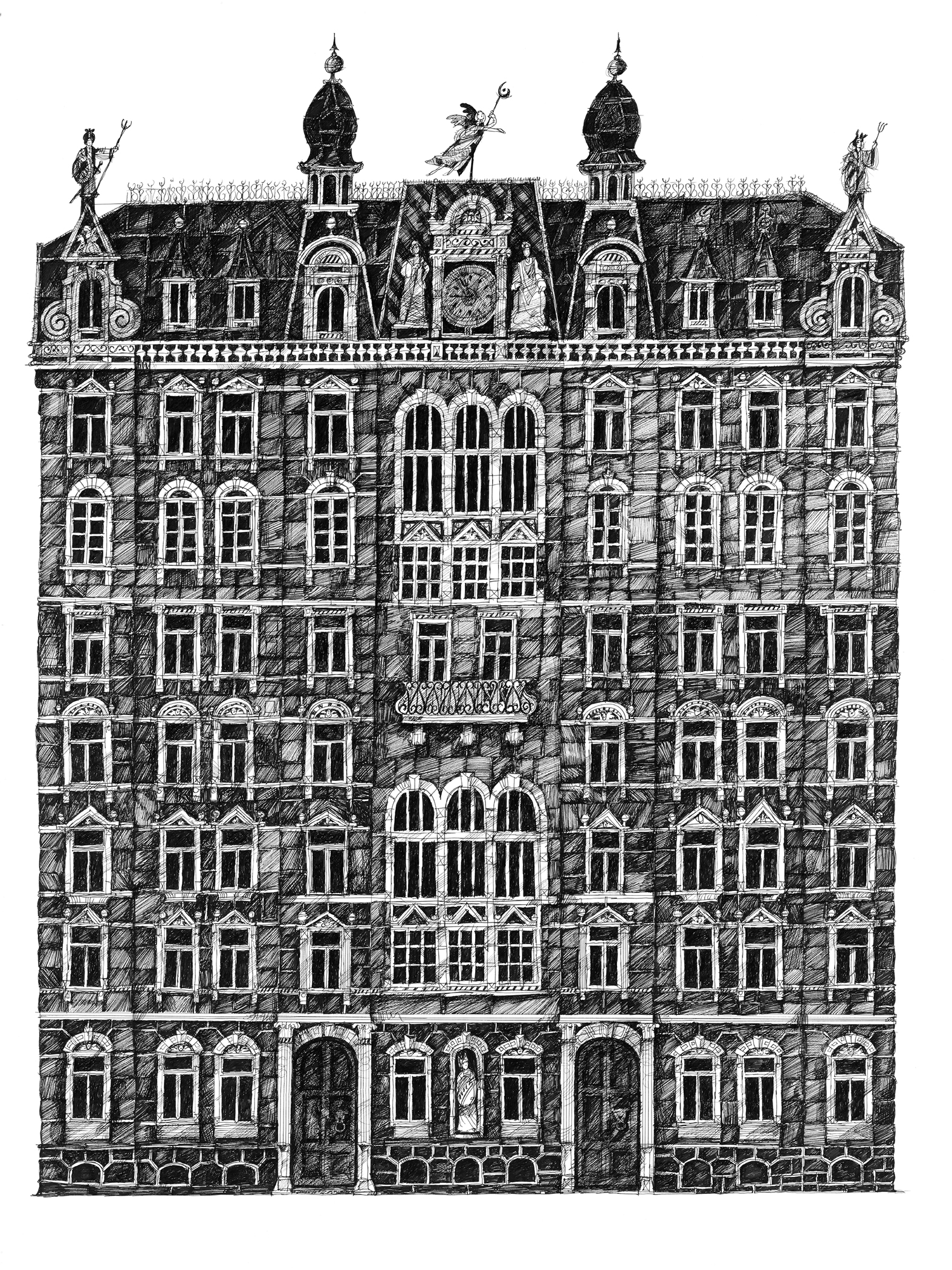 Konsttryck Burgerschule in Jena 1892 - 2