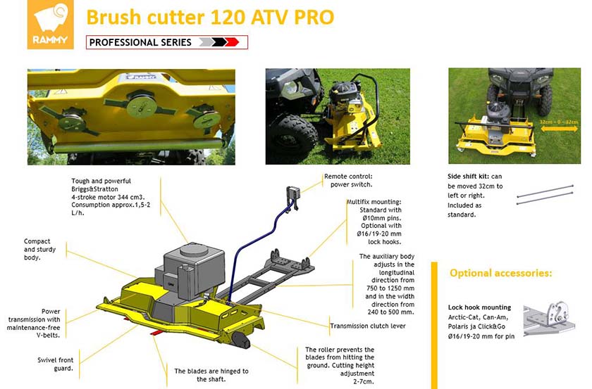 Rammy Brush Cutter 120 ATV PRO – Slaghack & Betesputs till ATV och Fyrhjuling - 6