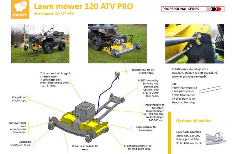 Rammy Lawn Mower 120 ATV PRO – Gräsklippare till ATV & Fyrhjuling - 6