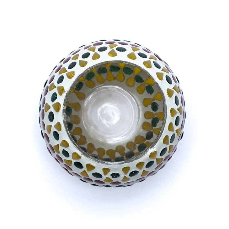 Mosaik  ljuslykta i Glas och Keramik - Blommor - 3