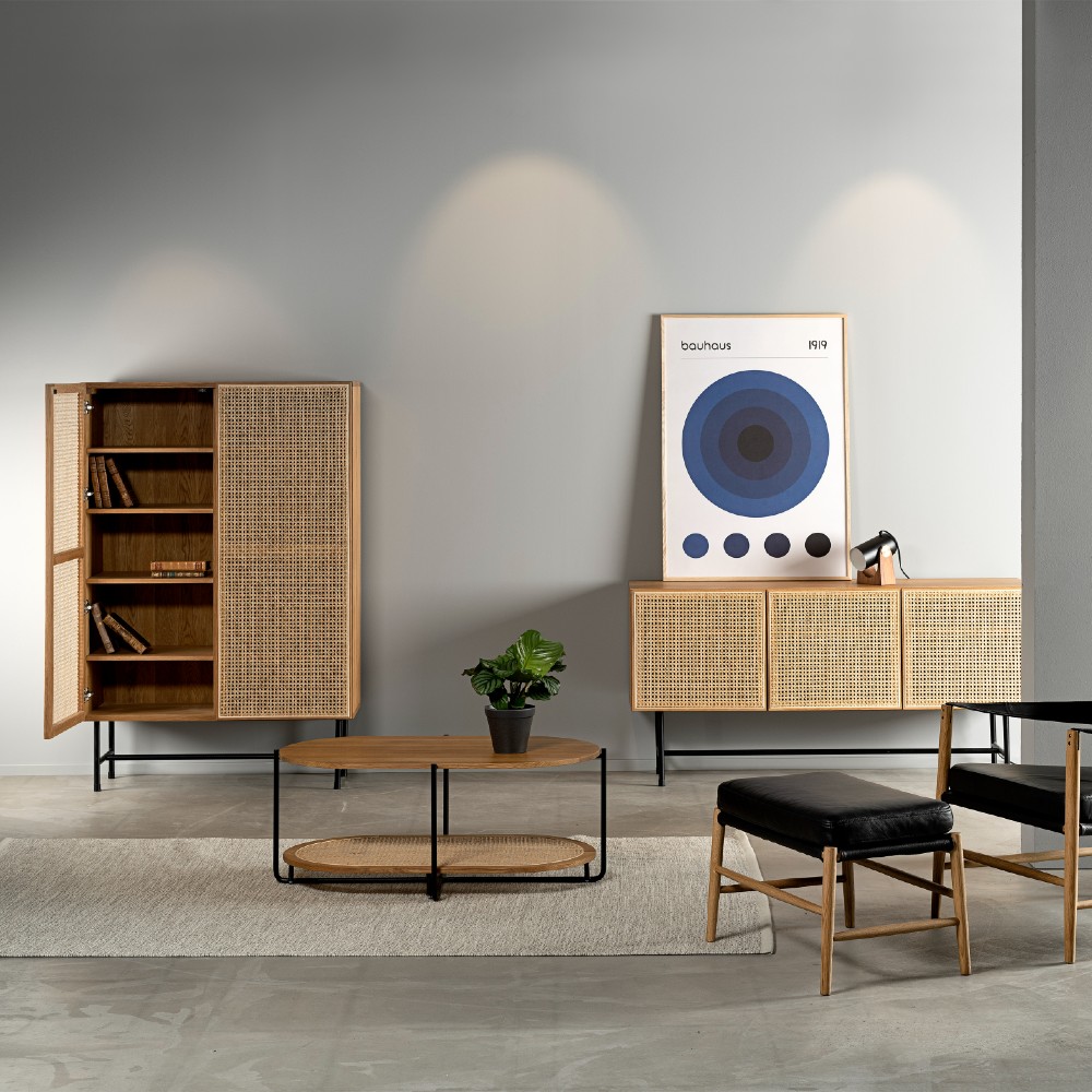 Racquet Sideboard 150 cm Oak Oiled Metal Legs - 6