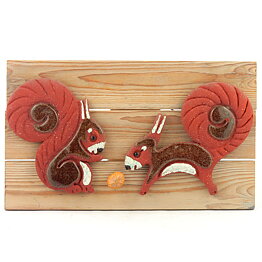 Thomas Hellström (1960s) Heartwarming Squirrels Wall Plaque 30 cm 